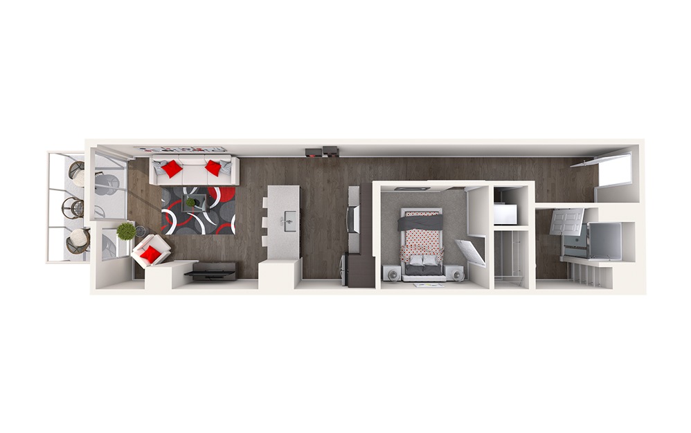 A11 (1x1) - 1 bedroom floorplan layout with 1 bathroom and 605 - 651 square feet