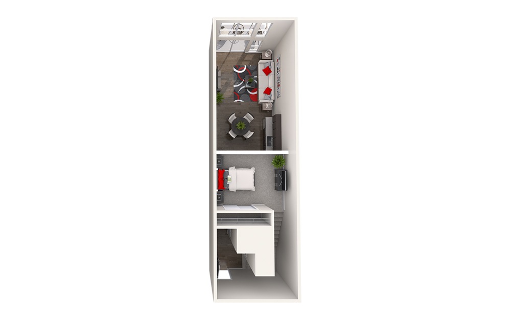 AL1 (1x1) - 1 bedroom floorplan layout with 1 bathroom and 745 - 828 square feet (Floor 2)