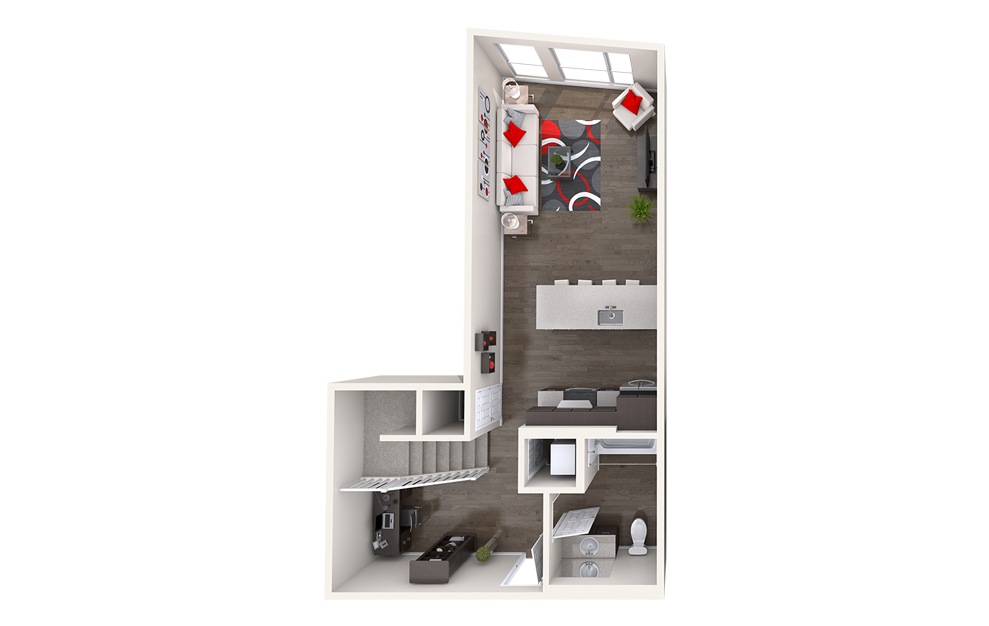 AL2 (1x1) - 1 bedroom floorplan layout with 1 bath and 785 to 852 square feet. (Floor 1)