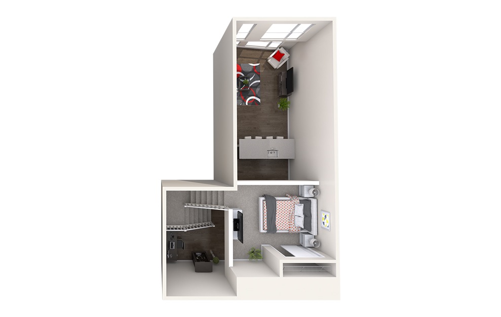 AL2 (1x1) - 1 bedroom floorplan layout with 1 bath and 785 to 852 square feet. (Floor 2)