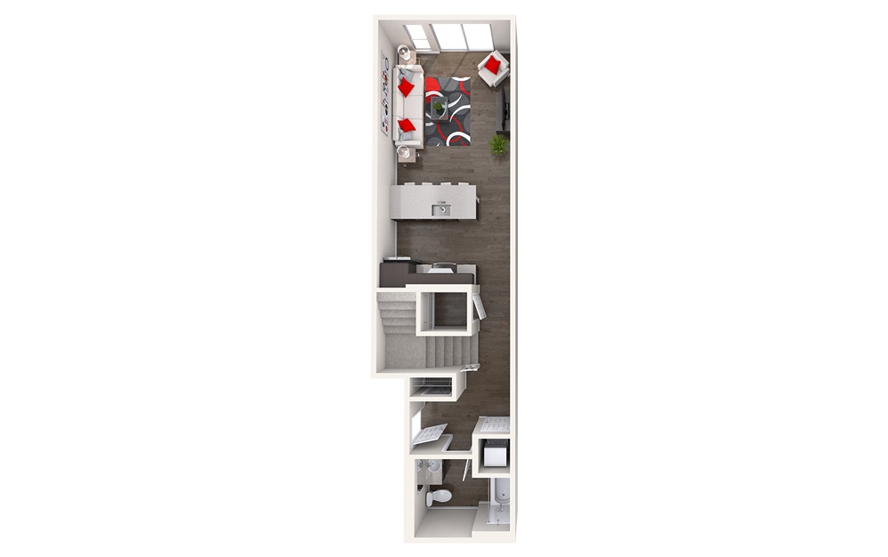 AL3 (1x1) - 1 bedroom floorplan layout with 1 bathroom and 798 - 800 square feet (Floor 1)