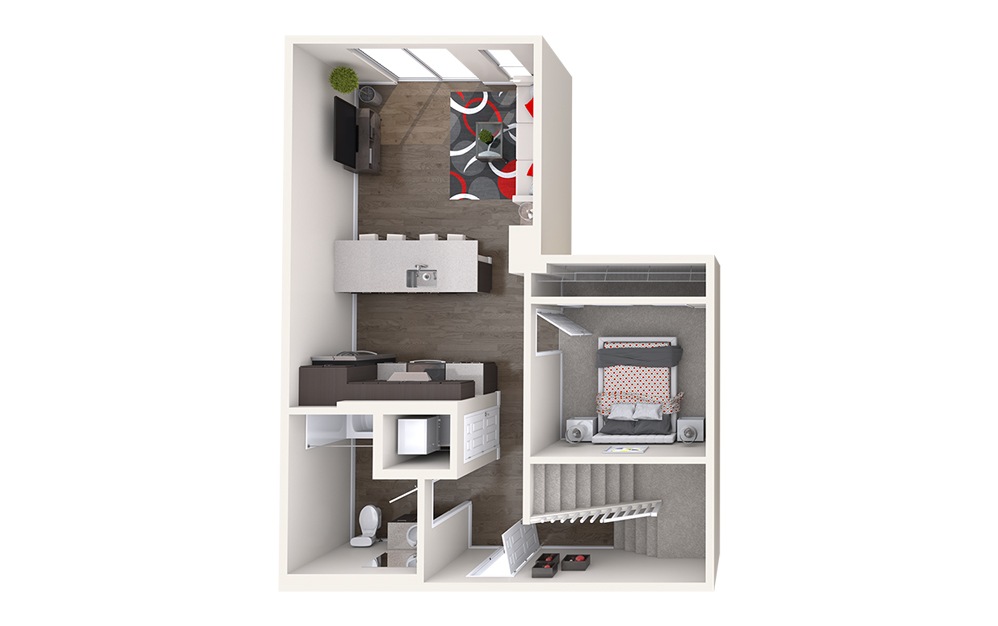 AL4 (1x1) - 1 bedroom floorplan layout with 1 bathroom and 863 square feet (Floor 1)