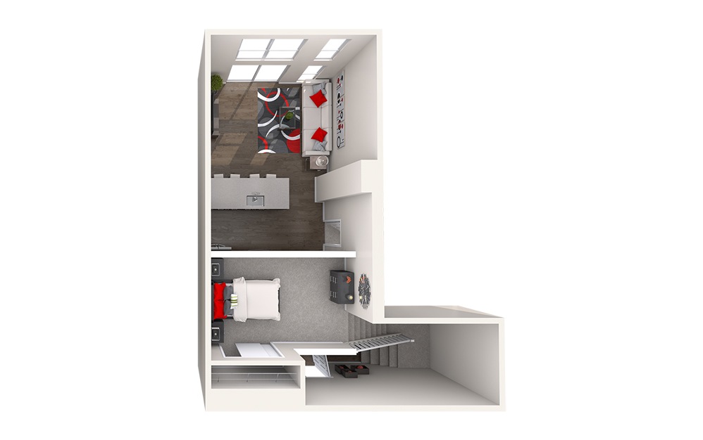 AL4 (1x1) - 1 bedroom floorplan layout with 1 bathroom and 863 square feet (Floor 2)