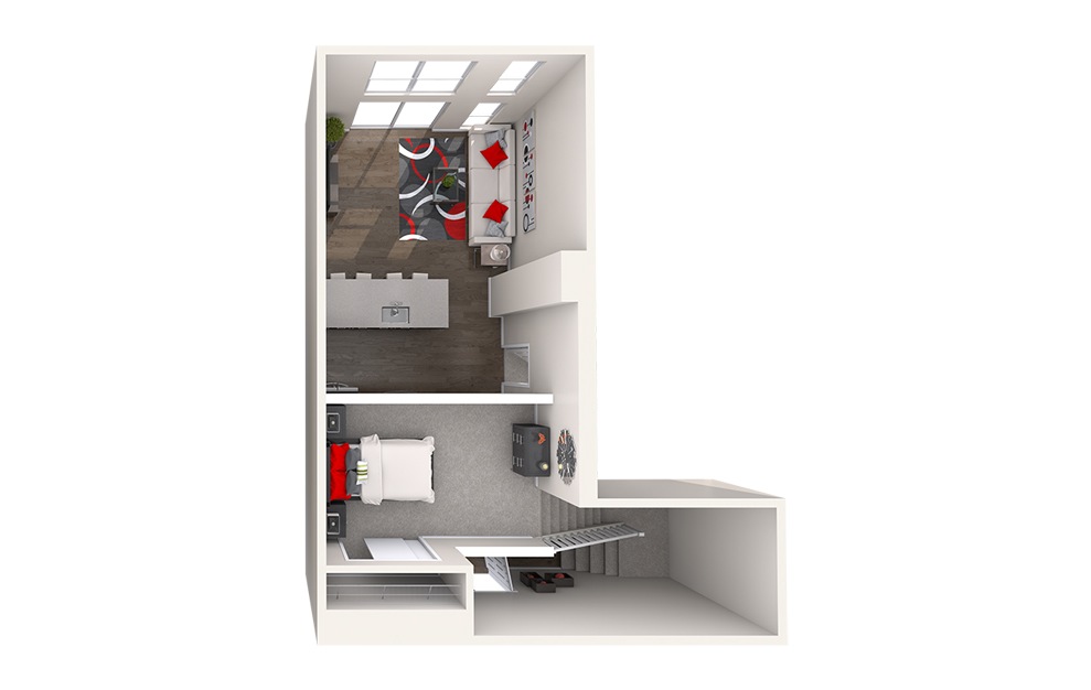 AL4 (1x1) - 1 bedroom floorplan layout with 1 bath and 863 square feet. (Floor 2)