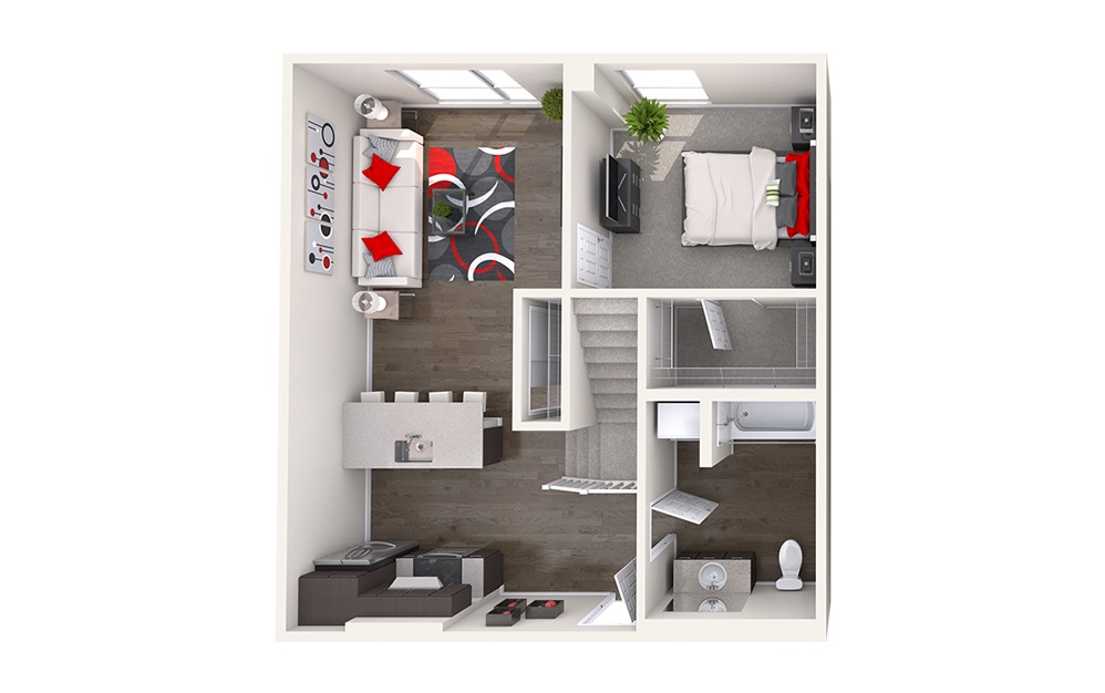 BL2 (2x2) - 2 bedroom floorplan layout with 2 bathrooms and 883 - 888 square feet (Floor 1
)