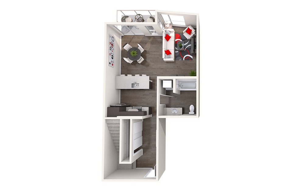 BL5 (1x1) - 1 bedroom floorplan layout with 1 bath and 906 to 930 square feet. (Floor 1)
