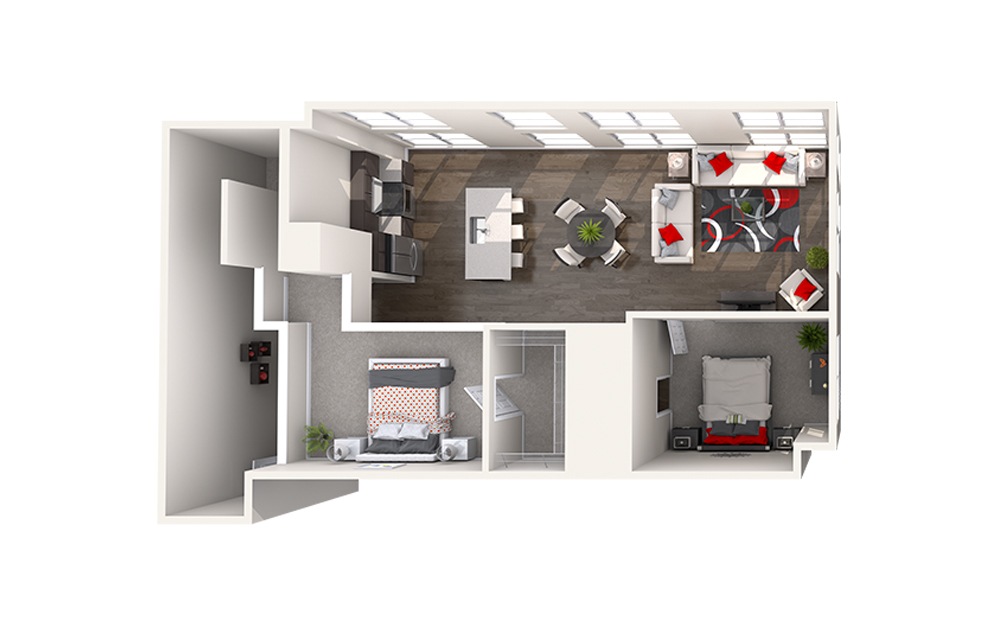 CL1 (2x2) - 2 bedroom floorplan layout with 2 bathrooms and 1265 - 1297 square feet (Floor 2
)