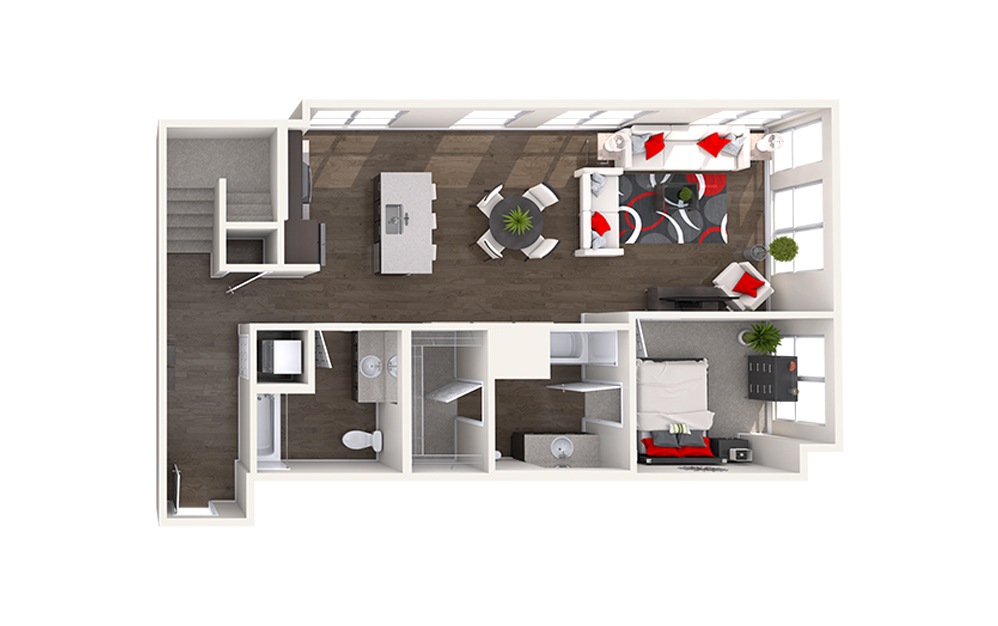 CL1 (2x2) - 2 bedroom floorplan layout with 2 bathrooms and 1265 - 1297 square feet (Floor 1
)