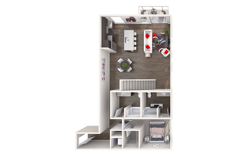 CL11 (2x2) - 2 bedroom floorplan layout with 2 baths and 1422 square feet. (Floor 1)