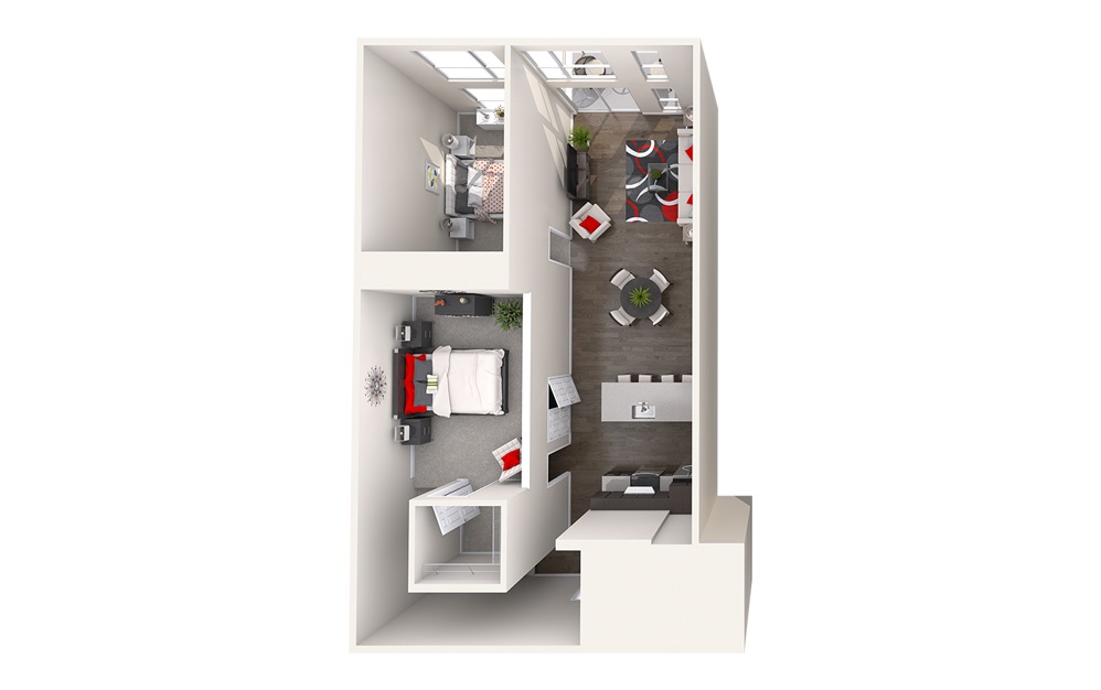 CL3 (2x2) - 2 bedroom floorplan layout with 2 bathrooms and 1228 - 1296 square feet (Floor 2)