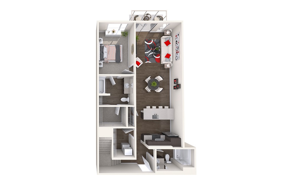 CL3 (2x2) - 2 bedroom floorplan layout with 2 baths and 1228 to 1296 square feet. (Floor 1)