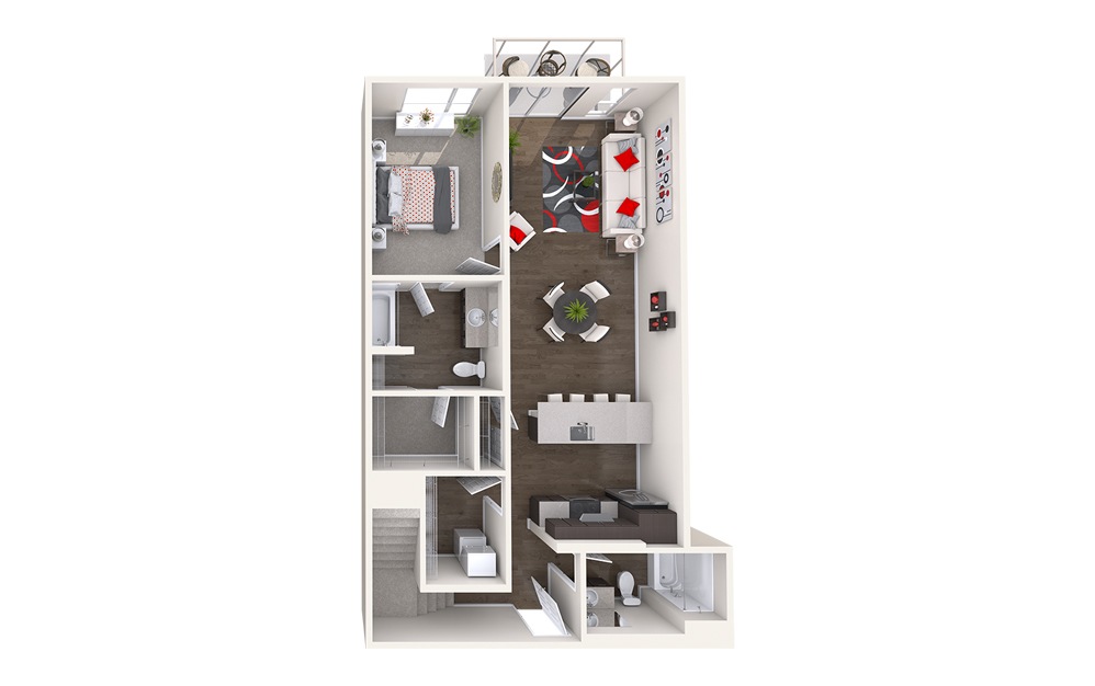 CL3 (2x2) - 2 bedroom floorplan layout with 2 bathrooms and 1228 - 1296 square feet (Floor 1
)