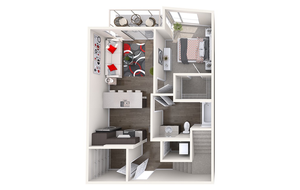 CL6 (2x2) - 2 bedroom floorplan layout with 2 baths and 890 to 945 square feet. (Floor 1)