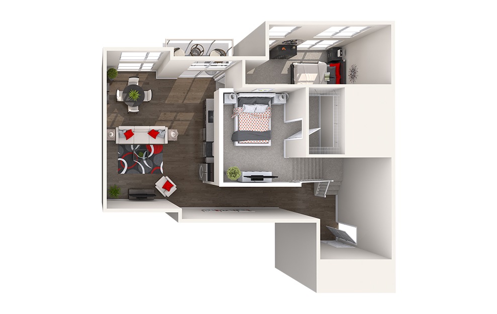 CL7 (2x2) - 2 bedroom floorplan layout with 2 baths and 1362 square feet. (Floor 2)