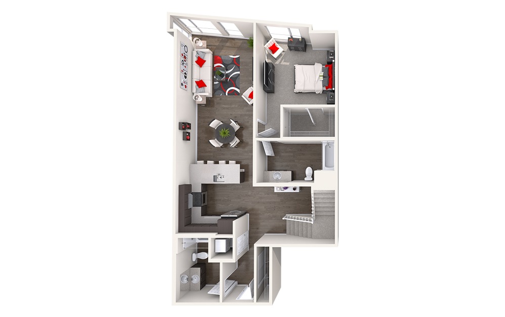 CL8 (2x2) - 2 bedroom floorplan layout with 2 bathrooms and 1360 square feet (Floor 1
)