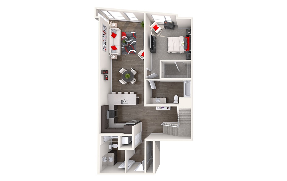 CL8 (2x2) - 2 bedroom floorplan layout with 2 baths and 1360 square feet. (Floor 1)