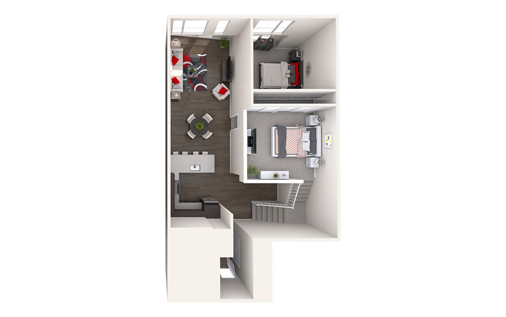 CL8 (2x2) - 2 bedroom floorplan layout with 2 bathrooms and 1360 square feet (Floor 2)