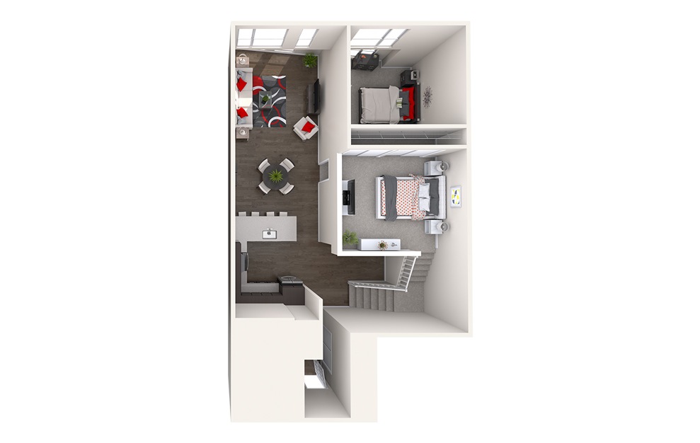 CL8 (2x2) - 2 bedroom floorplan layout with 2 baths and 1360 square feet. (Floor 2)