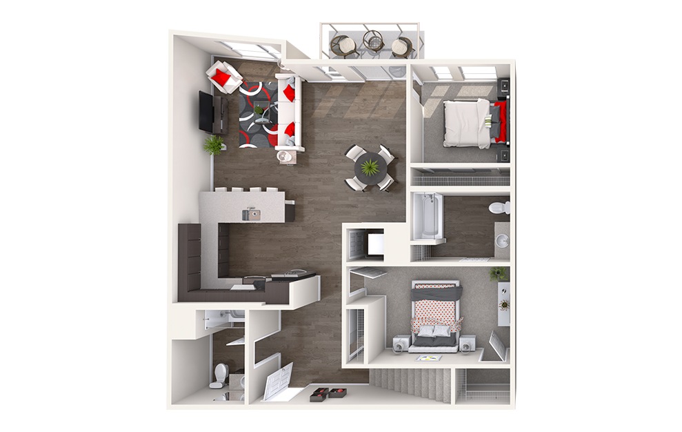 DL1 (3x2) - 3 bedroom floorplan layout with 2 baths and 1521 square feet. (Floor 1)