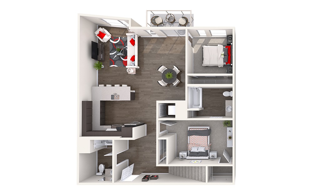 DL1 (3x2) - 3 bedroom floorplan layout with 2 bathrooms and 1521 square feet (Floor 1
)