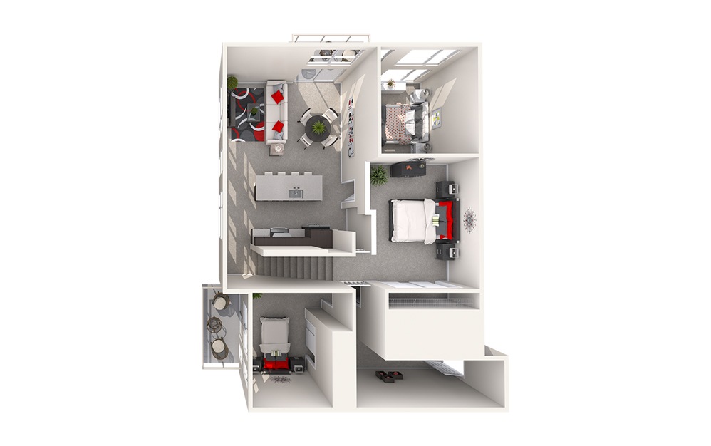 DL2 (3x2) - 3 bedroom floorplan layout with 2 bathrooms and 1428 square feet (Floor 2)