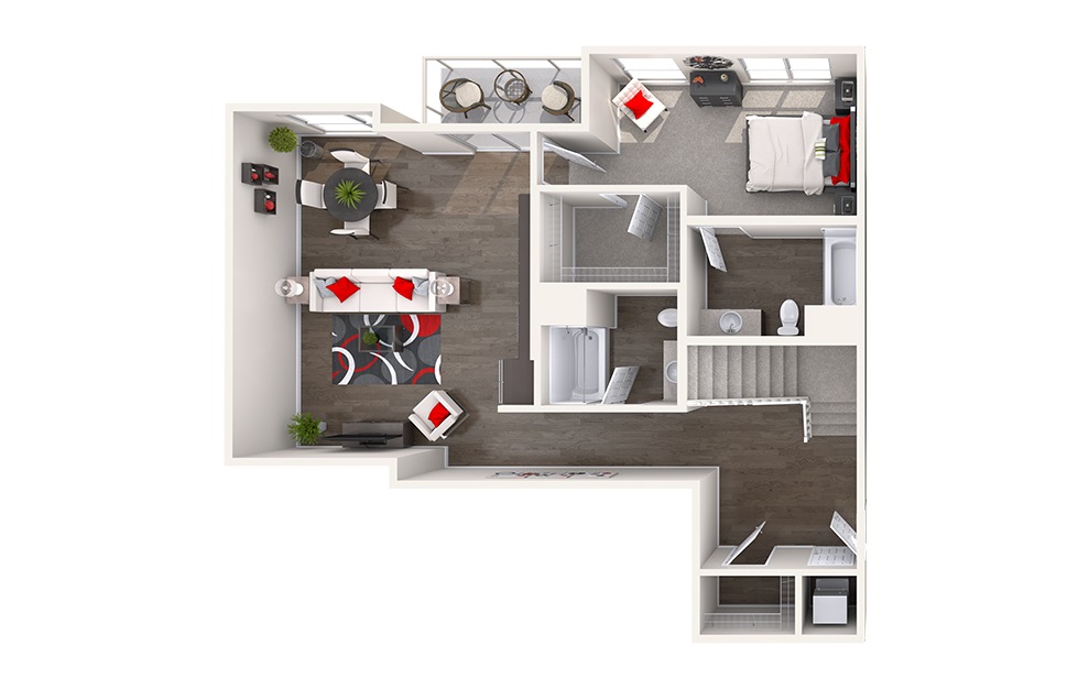 CL7 (2x2) - 2 bedroom floorplan layout with 2 baths and 1362 square feet. (Floor 1)